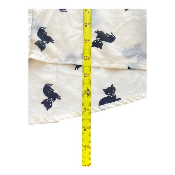 I love H81 Kitten Print blouse Women's Size S/P cream & black cat button down - Picture 5 of 10